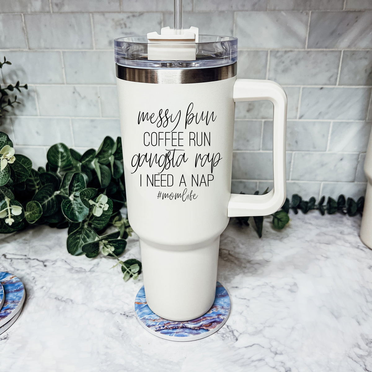 Cute tumblers with funny mom sayings, modern coffee mugs for moms