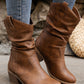 Chestnut Pleated Leather Boots RTS