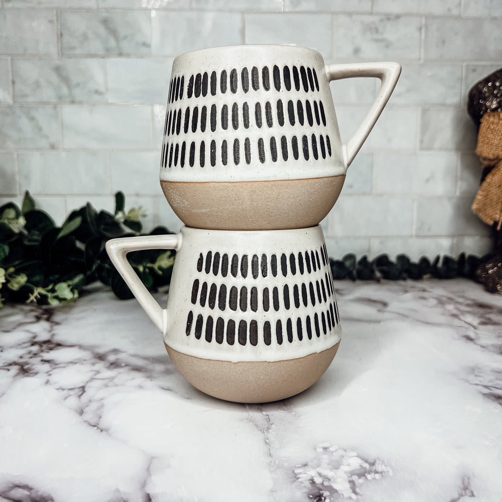 Stoneware brown ceramic coffee mugs