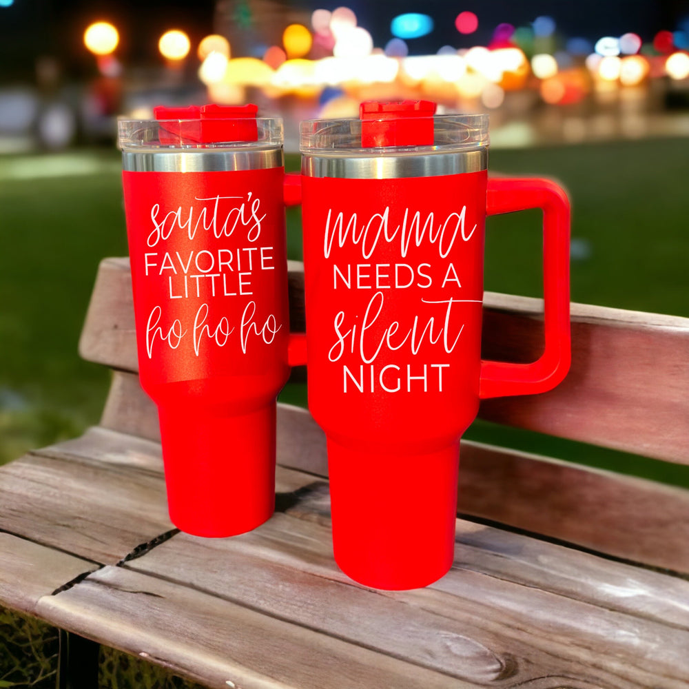 Christmas coffee cups with straws