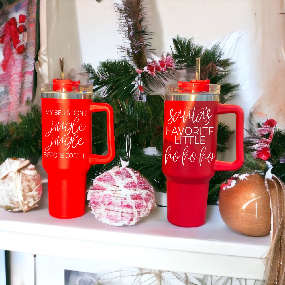 Christmas Cups with straws red