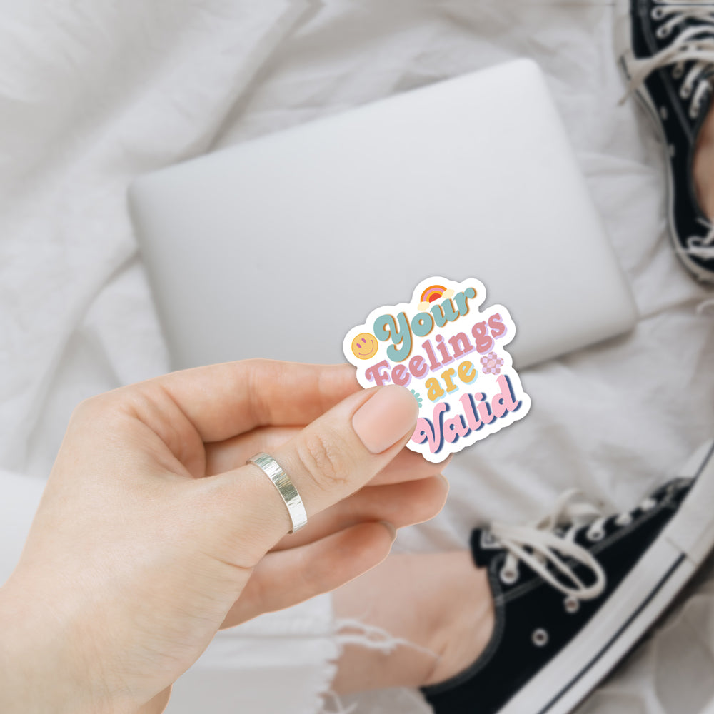 Your feelings are valid gifts, vinyl waterproof positive quote stickers pastel