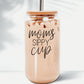 Mom's Sippy Cup Coffee Glass with Lid and Straws