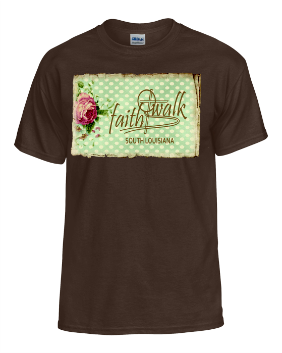 Faith Walk Brown Floral Polka Dot T-shirt