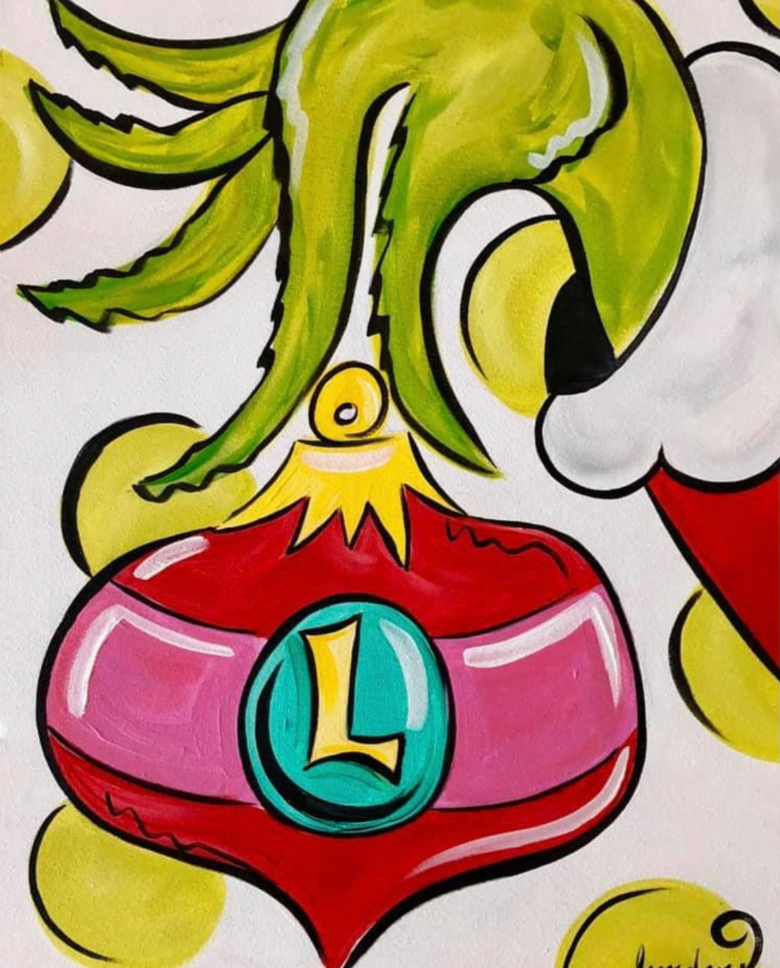Grinch Ornament - Art Bayou Paint Party schedule your fun today!