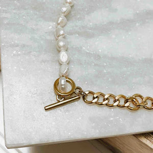 PEARLED CHAIN NECKLACE *WATERPROOF*
